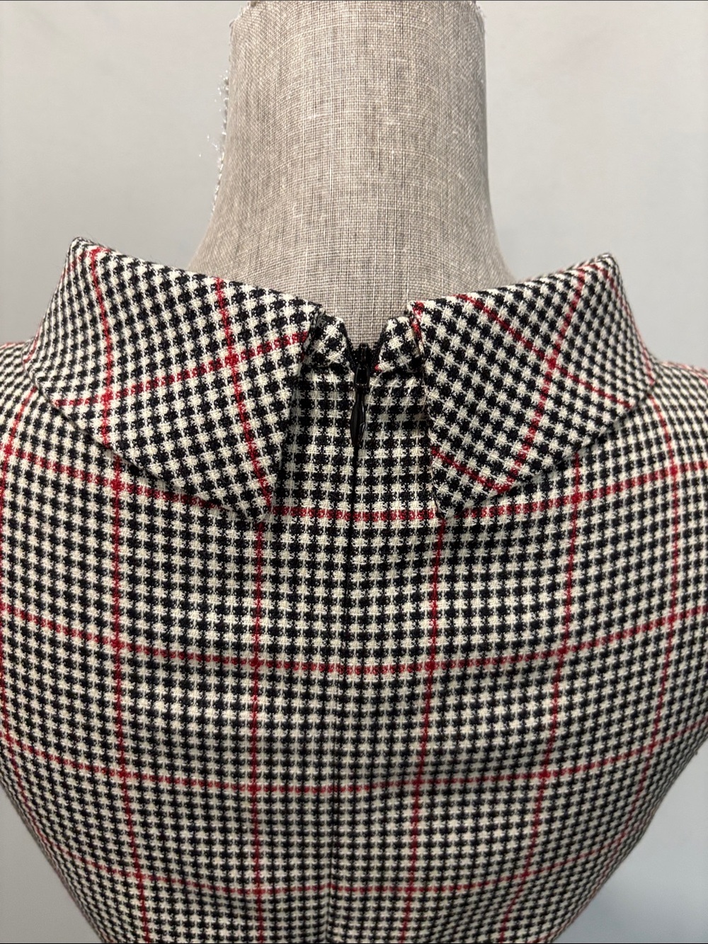 Brooks Brothers Wool Houndstooth Sheath Dress Cowl Neck 2P Black Red - Picture 11 of 15